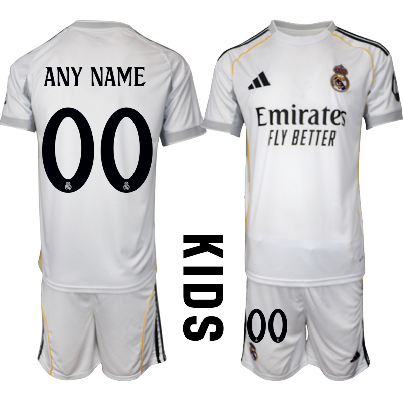 Youth 2025-2026 Club Real Madrid home White customized Soccer Jersey